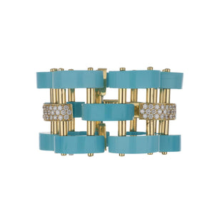 Aletto Brothers Natural Untreated Turquoise Bridge Bracelet with Diamonds