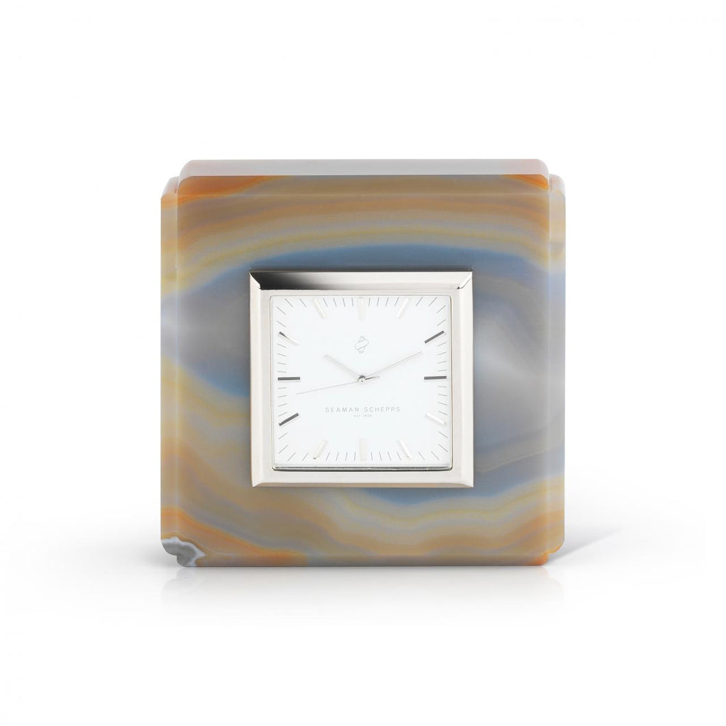 Seaman Schepps Square Clock in Agate