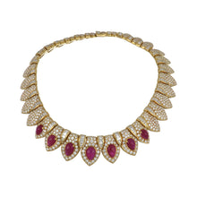 Load image into Gallery viewer, Important Vintage French 1980s Eric Bertrand 18K Gold Diamond and Ruby Necklace and Earrings
