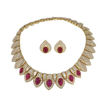 Load image into Gallery viewer, Important Vintage French 1980s Eric Bertrand 18K Gold Diamond and Ruby Necklace and Earrings
