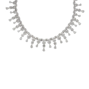 Important Mid-Century Platinum and Multi Fancy-Shape Diamond Fringe Necklace