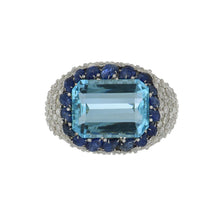Load image into Gallery viewer, Masterpiece David Webb Couture 18K White Gold and Platinum Aquamarine, Sapphire and Diamond Cuff Bracelet
