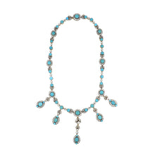 Load image into Gallery viewer, Important Antique Victorian Silver-Topped 18K Gold Turquoise and Diamond Convertible Demi-Parure with Tassels
