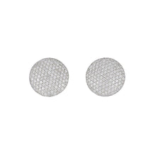 Load image into Gallery viewer, 18K White Gold Pavé Diamond Button Earrings
