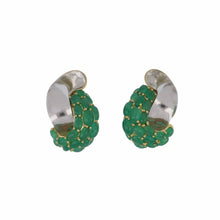 Load image into Gallery viewer, Seaman Schepps 18K Gold Half Link Emerald and Rock Crystal Earrings
