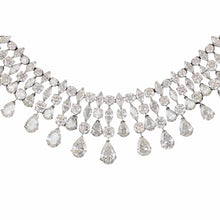Load image into Gallery viewer, Estate Platinum Round, Marquise and Pear Shape Diamond Fringe Necklace
