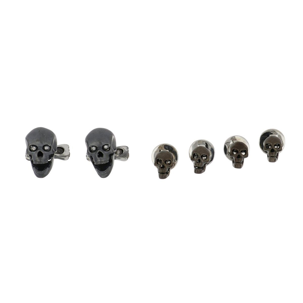Deakin & Francis Blackened Sterling Silver Skull Tuxedo Set