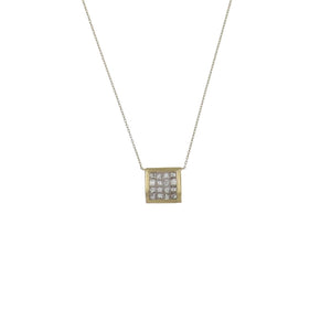 Estate 18K Gold Invisibly-Set Diamond Pendant Necklace