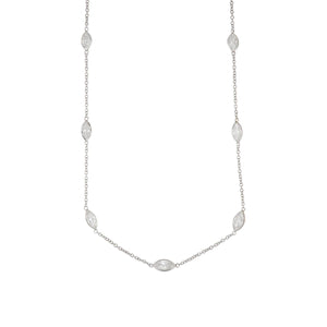Estate 18K White Gold Marquise Diamonds By the Yard Necklace