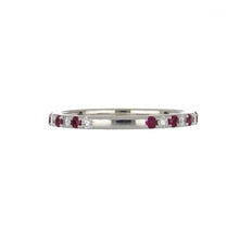 Load image into Gallery viewer, Estate 18K White Gold Alternating Ruby and Diamond Band
