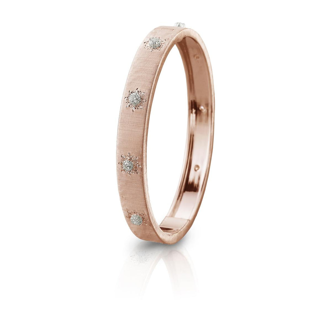 Buccellati 18K Rose Gold Macri Classica 8mm Bangle Bracelet with Diamonds