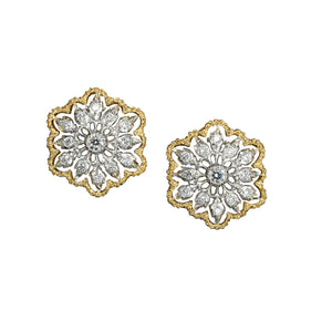 Buccellati 18K Two-Tone Gold Cassiopea Button Earrings with Diamonds