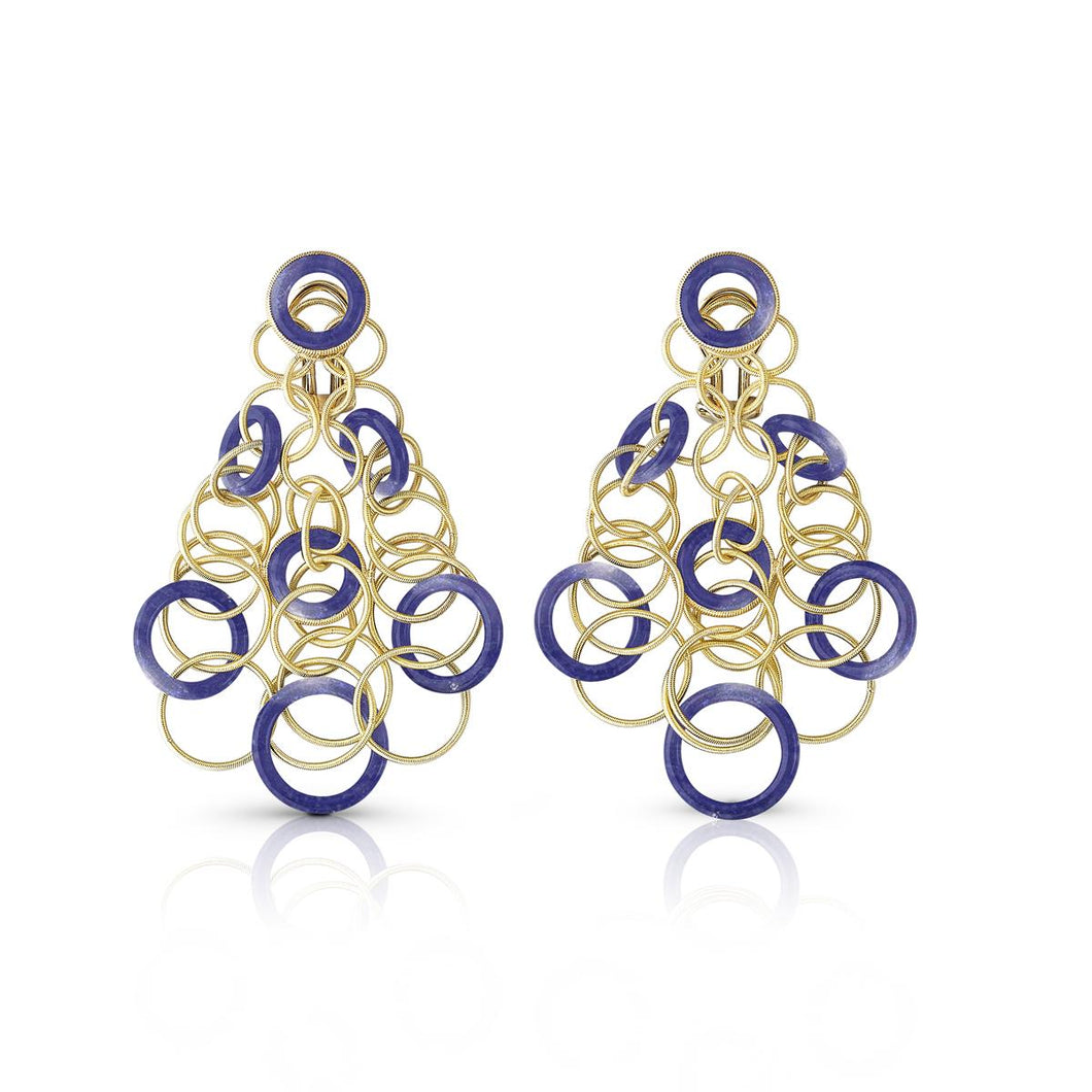Buccellati 18K Gold Hawaii Color Pendant Earrings with Lapis