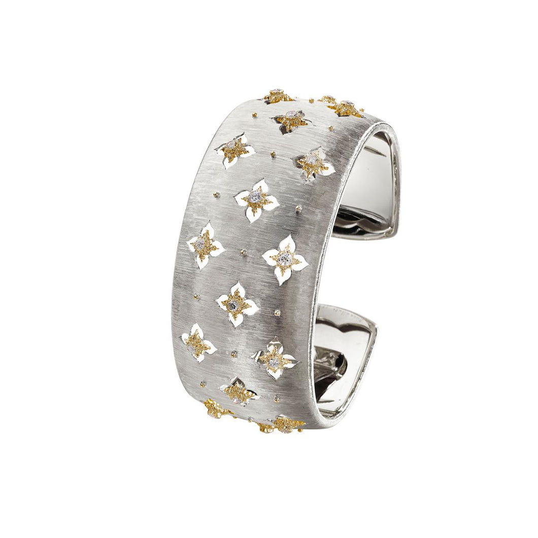 Buccellati 18K White Gold 'Macri Giglio' Cuff Bracelet with Diamonds