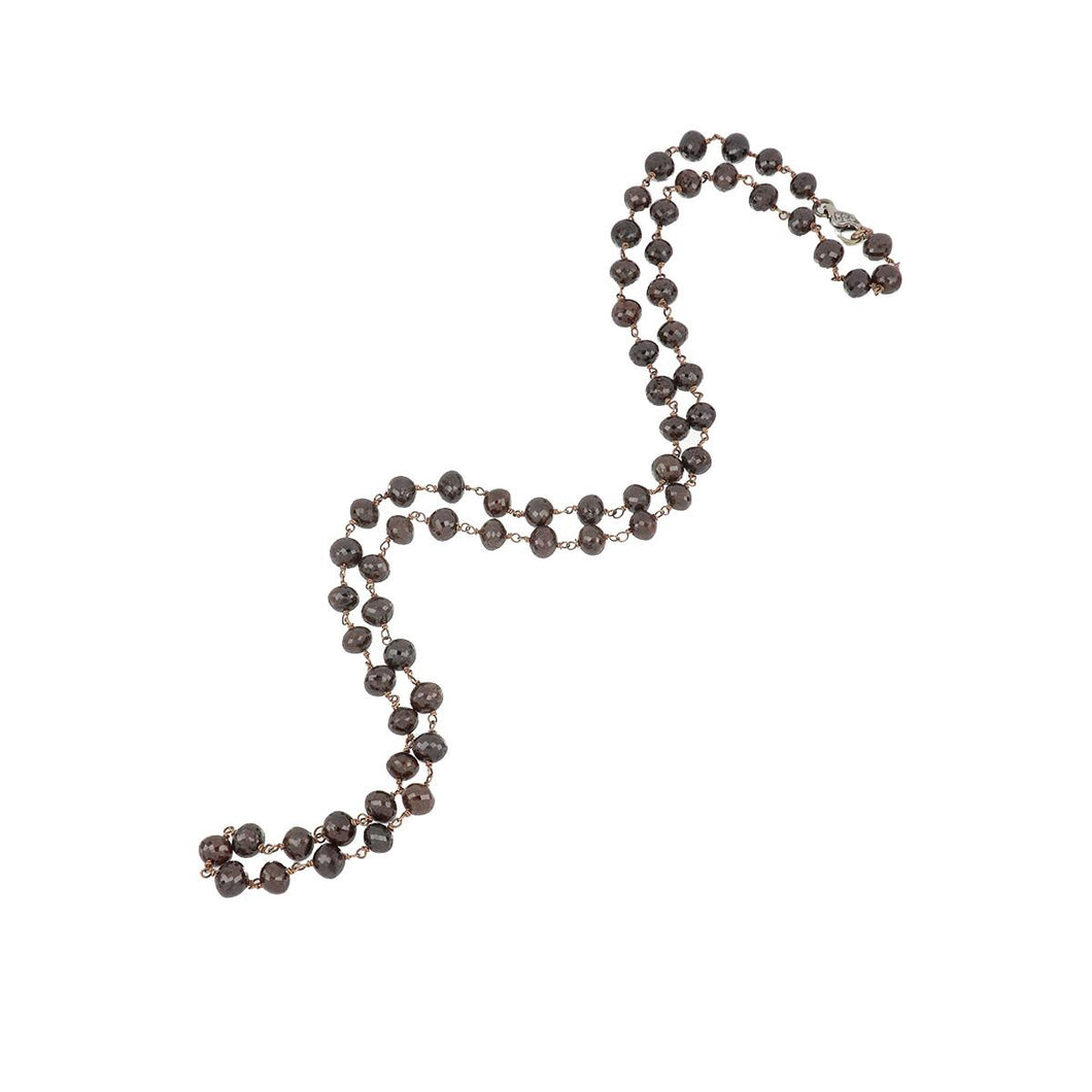 Estate 18K Rose Gold Fancy Red-Brown Diamond Bead Necklace