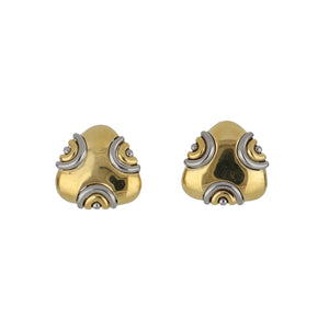 Estate Ciaio Ro 18K Two-Tone Gold Triangular Button Earrings