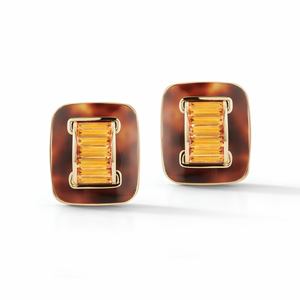 Seaman Schepps 18K Gold Ponte Earrings in Cowrie Shell and Citrine