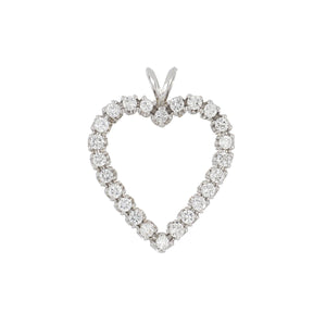Estate 14K White Gold Diamond Heart Pendant