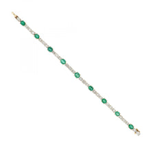Load image into Gallery viewer, Estate 18K Gold Oval Emerald and Diamond Bracelet
