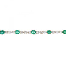 Load image into Gallery viewer, Estate 18K Gold Oval Emerald and Diamond Bracelet

