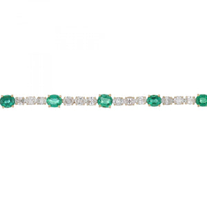 Estate 18K Gold Oval Emerald and Diamond Bracelet