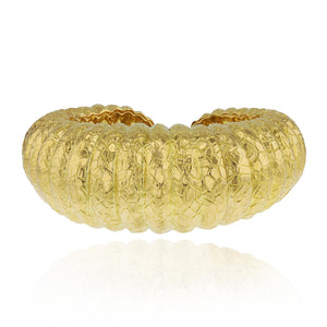 18K Gold Embossed Dome Cuff Bracelet