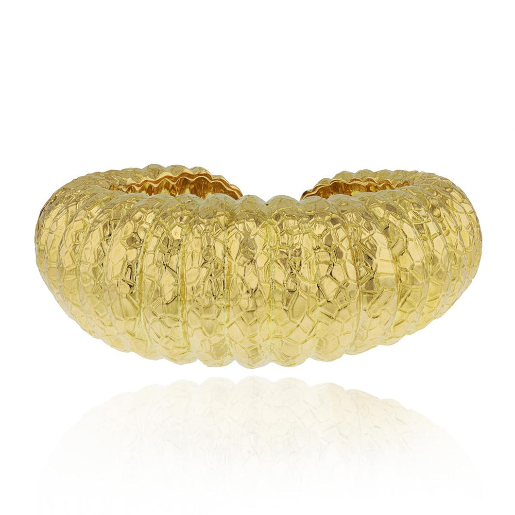 18K Gold Embossed Dome Cuff Bracelet