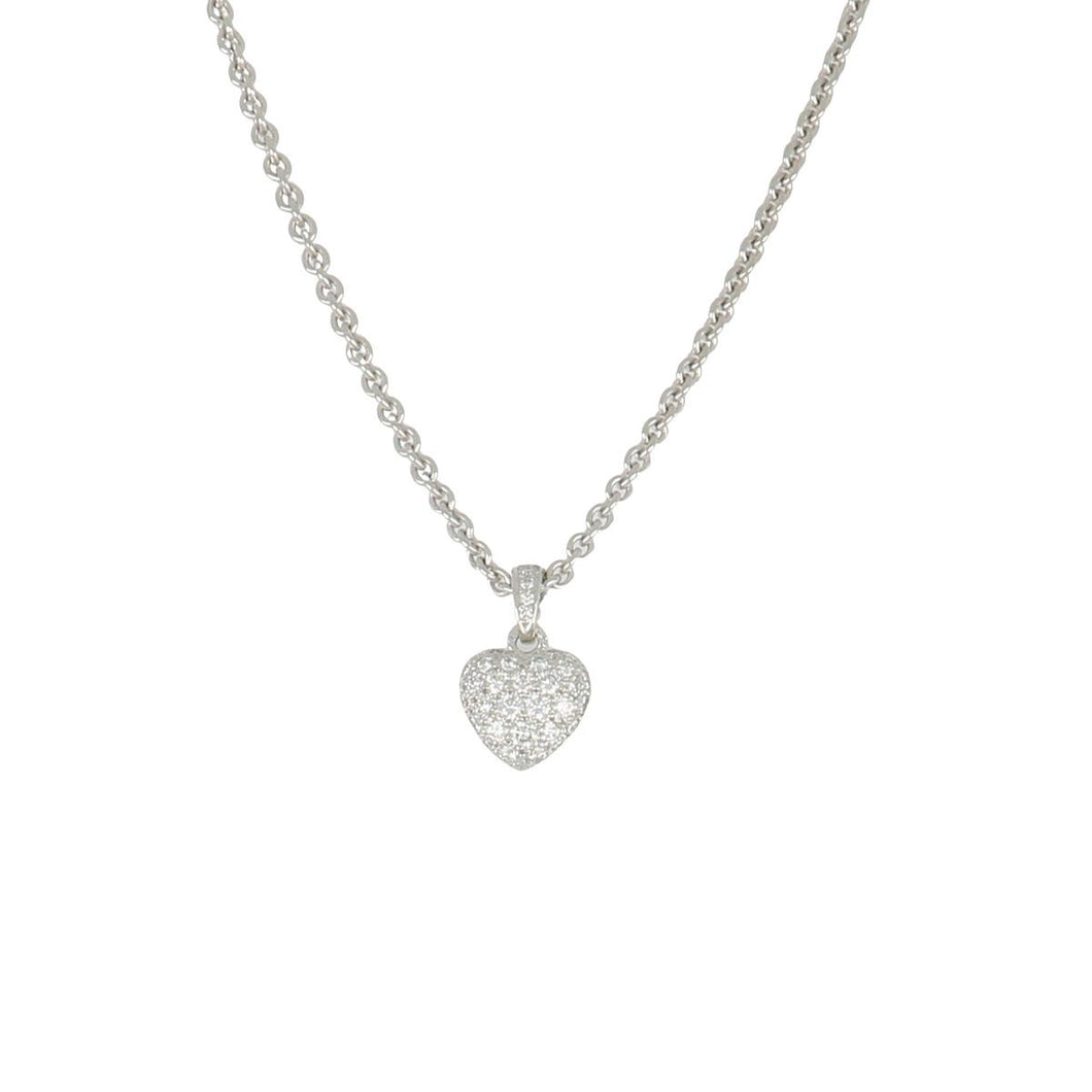 Estate Cartier 18K White Gold Pavé Diamond Heart Necklace
