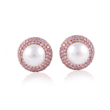 Load image into Gallery viewer, Estate 18K Rose Gold South Sea Pearl and Pink Diamond Earrings

