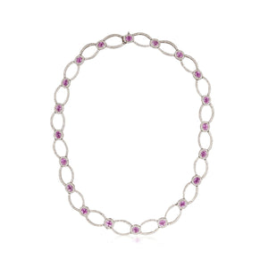 Estate Platinum Pink Sapphire and Diamond Collar Necklace