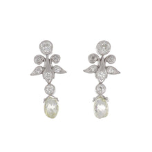 Load image into Gallery viewer, 18K White Gold Garland Style Diamond Earrings with Briolette Drops
