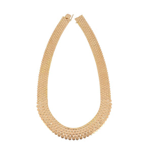 Retro 1940s 18K Rose Gold 4-Row Honeycomb Collar Necklace