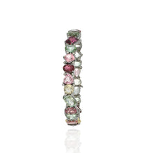 Load image into Gallery viewer, 14K Gold and Sterling Silver Multi-Colored Tourmaline Bangle
