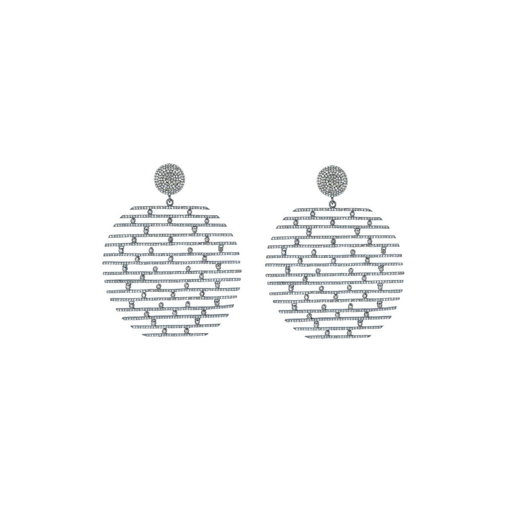 Sterling Silver Diamond Circle Earrings