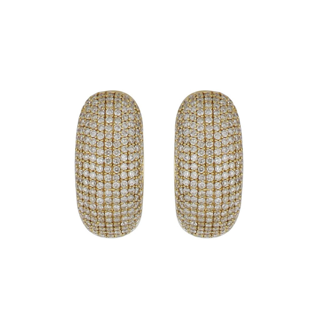 Estate 18K Gold Pavé Diamond Hoop Earrings