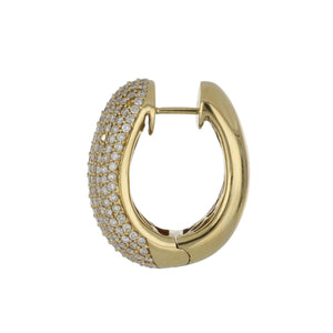 Estate 18K Gold Pavé Diamond Hoop Earrings