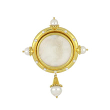 Load image into Gallery viewer, Estate Elizabeth Locke 18K Gold White Venetian Glass Angel Intaglio Pin with Pearls
