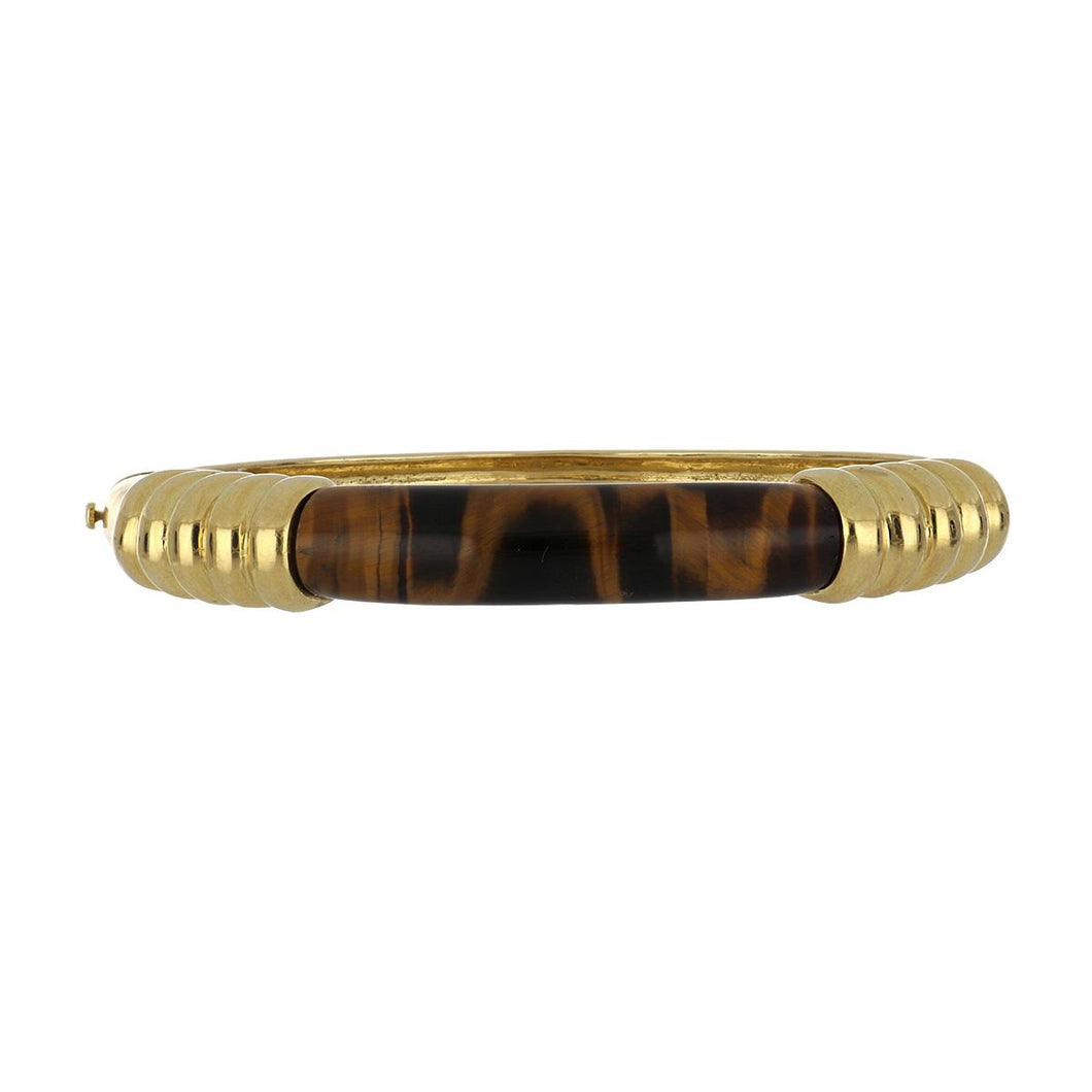 Estate 18K Gold French Tiger's Eye Bracelet