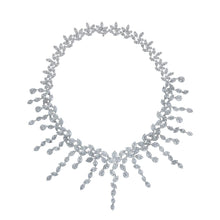 Load image into Gallery viewer, Estate 18K White Gold Marquise and Princess-Cut Diamond Garland Necklace with Matching Earrings
