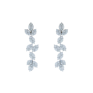 Estate 18K White Gold Marquise and Princess-Cut Diamond Garland Necklace with Matching Earrings