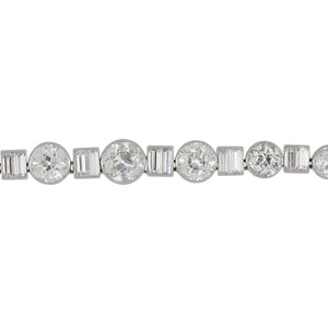Art Deco Platinum Mixed-Cut Diamond Bracelet