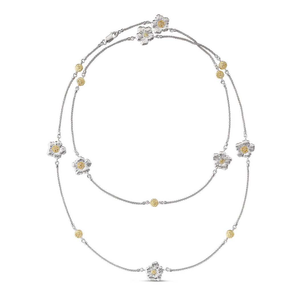 Buccellati Sterling Silver Gardenia Sautoir Necklace with Diamonds