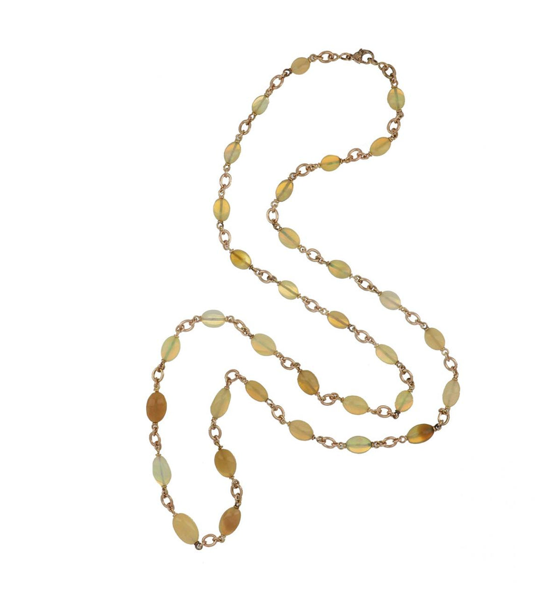 Estate Sylva and Cie 14K Gold Ethiopian Opal Necklace