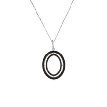 Load image into Gallery viewer, Modern Estate 18K White Gold Double Oval Diamond Pendant with Black Enamel Reverse
