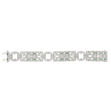 Load image into Gallery viewer, Vintage Art Deco-Style Platinum &amp; Diamond Bracelet with Emeralds
