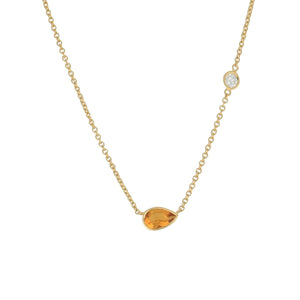 Bespoke 18K Gold Diamond and Pear Shaped Citrine Necklace