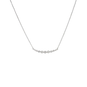 18K White Gold Graduated Diamond Row Pendant Necklace