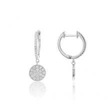Load image into Gallery viewer, 18K White Gold Pavé Diamond Circle Drop Earrings
