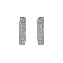 Load image into Gallery viewer, 18K White Gold Round and Asscher-Cut Diamond Hoop Earrings
