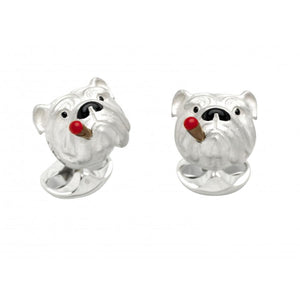 Deakin & Francis Sterling Silver Bulldog with Cigar Cufflinks